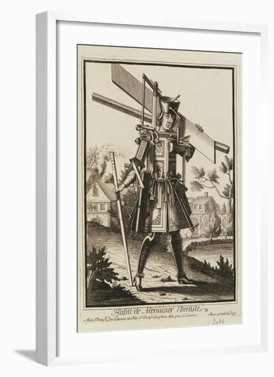 Habit De Menuisier Ebeniste (Imaginary Costume of a Cabinet Maker with the Tools of His Trade)-Nicolas II de Larmessin-Framed Giclee Print