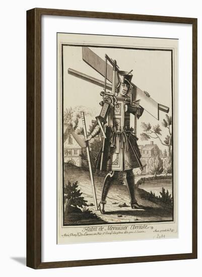 Habit De Menuisier Ebeniste (Imaginary Costume of a Cabinet Maker with the Tools of His Trade)-Nicolas II de Larmessin-Framed Giclee Print