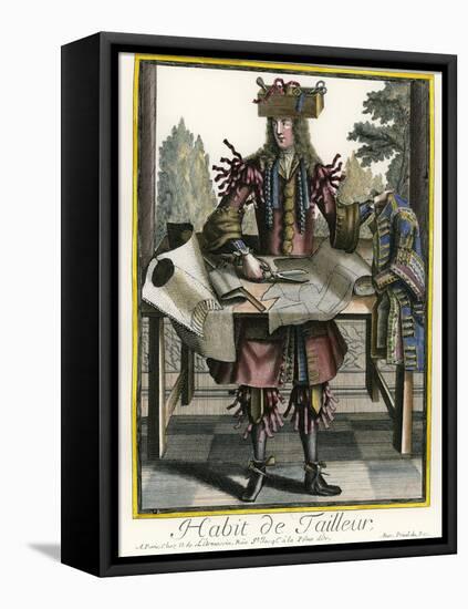 Habit de Tailleur (Fantasy costume of a Men's Tailor with Attributes of His Trade)-Nicolas II de Larmessin-Framed Stretched Canvas