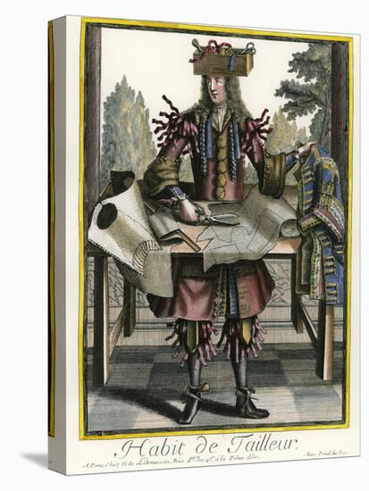 Habit de Tailleur (Fantasy costume of a Men's Tailor with Attributes of His Trade)-Nicolas II de Larmessin-Stretched Canvas