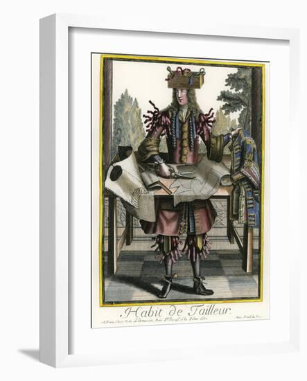 Habit de Tailleur (Fantasy costume of a Men's Tailor with Attributes of His Trade)-Nicolas II de Larmessin-Framed Giclee Print