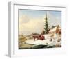 Habitants by a Frozen River-Cornelius Krieghoff-Framed Art Print