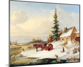 Habitants by a Frozen River-Cornelius Krieghoff-Mounted Art Print