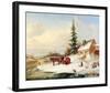 Habitants by a Frozen River-Cornelius Krieghoff-Framed Art Print