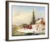 Habitants by a Frozen River-Cornelius Krieghoff-Framed Art Print