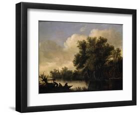 Habitations rustiques près d'un canal-Jan Van Goyen-Framed Premium Giclee Print