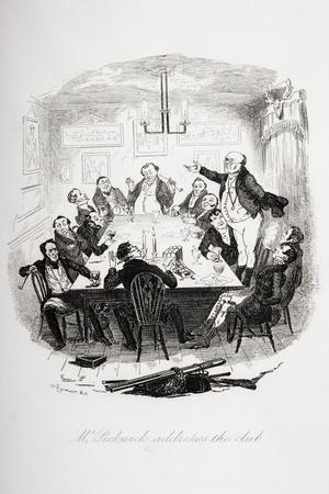 Mr. Pickwick Addresses the Club, Illustration from 'The Pickwick Papers' by Charles Dickens…