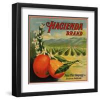 Hacienda Brand - California - Citrus Crate Label-Lantern Press-Framed Art Print