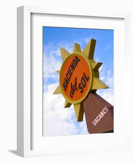 Hacienda Del Sol Motel Sign, Borrego Springs, California, USA-Nancy & Steve Ross-Framed Photographic Print