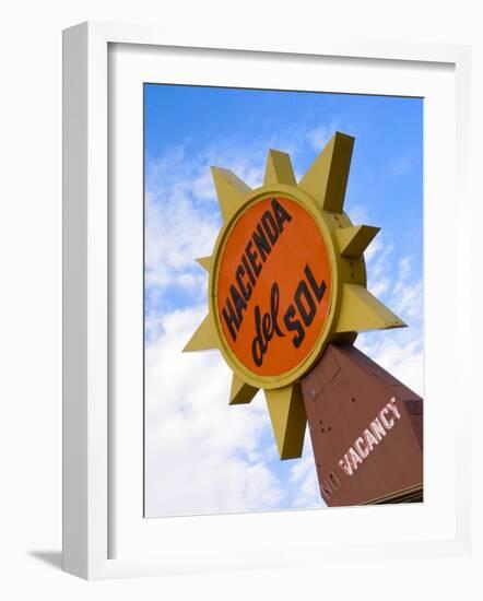 Hacienda Del Sol Motel Sign, Borrego Springs, California, USA-Nancy & Steve Ross-Framed Photographic Print