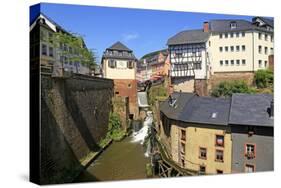 Hackenberg Mill with Leukbach Waterfall and Mill Museum, Saarburg on River Saar, Rhineland-Palatina-Hans-Peter Merten-Stretched Canvas