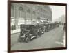 Hackney Carriages and Drivers at a Taxi Rank, Bishopsgate, London, 1912-null-Framed Photographic Print