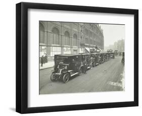 Hackney Carriages and Drivers at a Taxi Rank, Bishopsgate, London, 1912-null-Framed Photographic Print