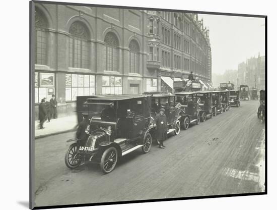 Hackney Carriages and Drivers at a Taxi Rank, Bishopsgate, London, 1912-null-Mounted Photographic Print