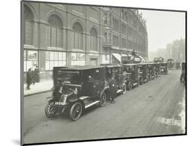 Hackney Carriages and Drivers at a Taxi Rank, Bishopsgate, London, 1912-null-Mounted Photographic Print