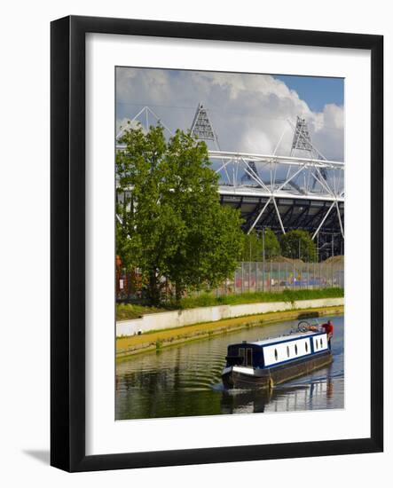 Hackney Wick, River Lee Navigation and London 2012 Olympic Stadium, London, England, United Kingdom-Alan Copson-Framed Photographic Print