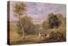 Haddon Hall from the Park, 1831 (W/C over Pencil on Paper)-David Cox-Stretched Canvas