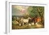 Haddon Hall with Sheep, Cattle, a Stag and a Pony-Henry Barraud-Framed Giclee Print