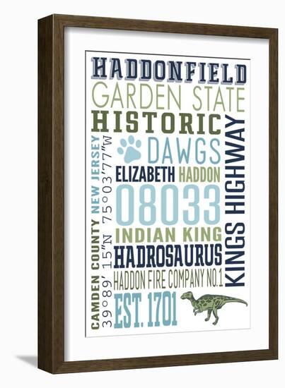 Haddonfield, New Jersey - Typography-Lantern Press-Framed Art Print