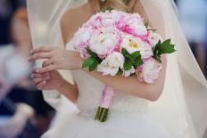 Bride with Her Peonies Bouquet-hadrian-Mounted Photographic Print