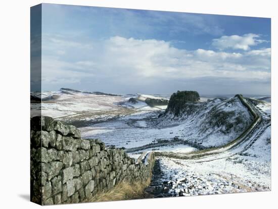 Hadrian's Wall, Unesco World Heritage Site, in Snowy Landscape, Northumberland, England-Adam Woolfitt-Stretched Canvas