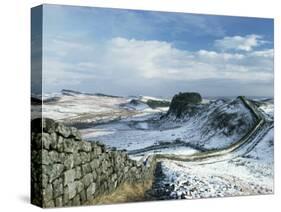 Hadrian's Wall, Unesco World Heritage Site, in Snowy Landscape, Northumberland, England-Adam Woolfitt-Stretched Canvas