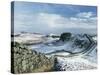Hadrian's Wall, Unesco World Heritage Site, in Snowy Landscape, Northumberland, England-Adam Woolfitt-Stretched Canvas