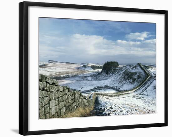 Hadrian's Wall, Unesco World Heritage Site, in Snowy Landscape, Northumberland, England-Adam Woolfitt-Framed Photographic Print