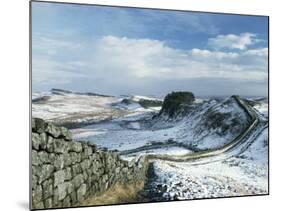 Hadrian's Wall, Unesco World Heritage Site, in Snowy Landscape, Northumberland, England-Adam Woolfitt-Mounted Photographic Print