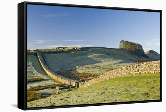 Hadrians Wall with Civilian Gate, a Unique Feature, and Housesteads Fort, Northumbria, England-James Emmerson-Framed Stretched Canvas