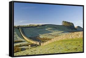 Hadrians Wall with Civilian Gate, a Unique Feature, and Housesteads Fort, Northumbria, England-James Emmerson-Framed Stretched Canvas