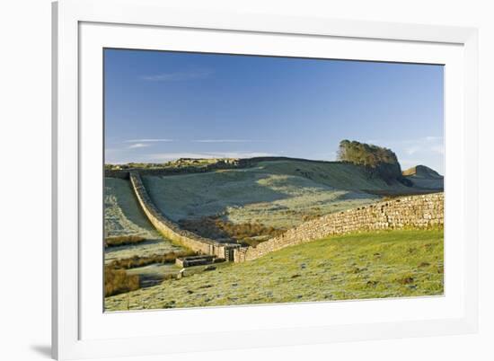 Hadrians Wall with Civilian Gate, a Unique Feature, and Housesteads Fort, Northumbria, England-James Emmerson-Framed Photographic Print