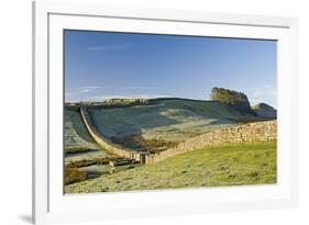 Hadrians Wall with Civilian Gate, a Unique Feature, and Housesteads Fort, Northumbria, England-James Emmerson-Framed Photographic Print