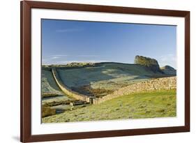 Hadrians Wall with Civilian Gate, a Unique Feature, and Housesteads Fort, Northumbria, England-James Emmerson-Framed Photographic Print