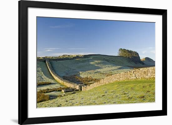 Hadrians Wall with Civilian Gate, a Unique Feature, and Housesteads Fort, Northumbria, England-James Emmerson-Framed Photographic Print