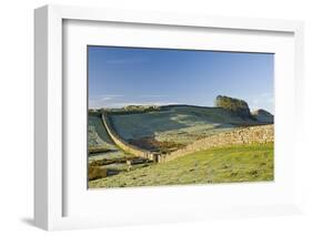 Hadrians Wall with Civilian Gate, a Unique Feature, and Housesteads Fort, Northumbria, England-James Emmerson-Framed Photographic Print