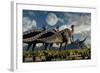 Hadrosaurid Duckbill Dinosaurs Use Soundwaves to Defend a Tyrannosaurus Rex-null-Framed Art Print