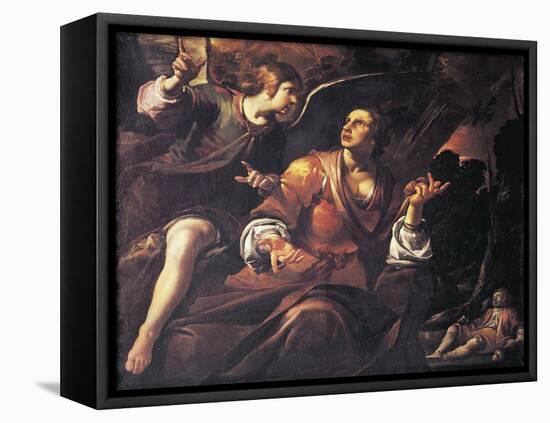 Hagar and Angel-Gioacchino Assereto-Framed Stretched Canvas