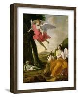 Hagar and Ishmael Rescued by the Angel, c.1648-Eustache Le Sueur-Framed Giclee Print