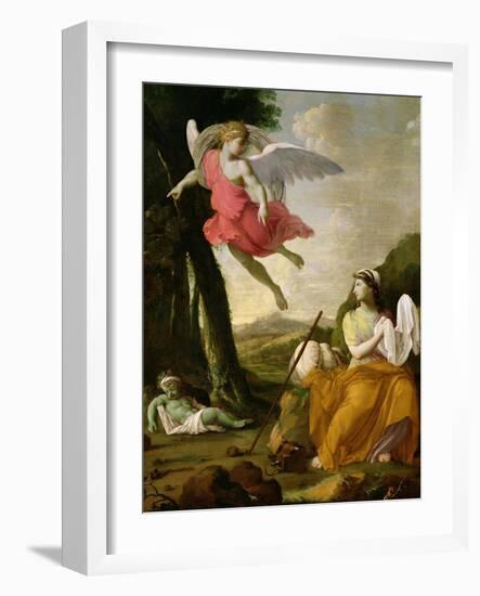 Hagar and Ishmael Rescued by the Angel, c.1648-Eustache Le Sueur-Framed Giclee Print