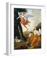 Hagar and Ishmael Saved by an Angel-Eustache Le Sueur-Framed Giclee Print