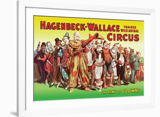 Hagenbeck-Wallace Circus, An Army of Clowns-null-Framed Art Print