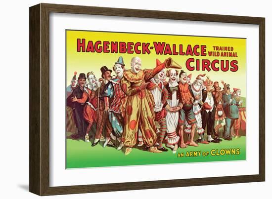 Hagenbeck-Wallace Circus, An Army of Clowns-null-Framed Art Print