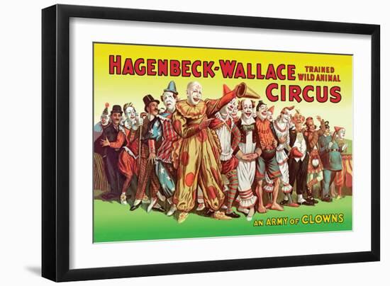 Hagenbeck-Wallace Circus, An Army of Clowns-null-Framed Art Print