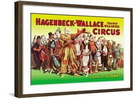 Hagenbeck-Wallace Circus, An Army of Clowns-null-Framed Art Print