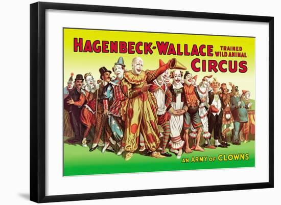 Hagenbeck-Wallace Circus, An Army of Clowns-null-Framed Art Print