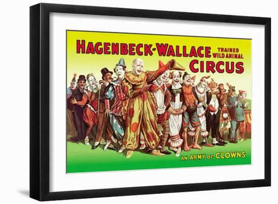 Hagenbeck-Wallace Circus, An Army of Clowns-null-Framed Art Print