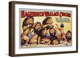 Hagenbeck-Wallace Circus Poster with Hindu Animal Hypnotist-null-Framed Giclee Print