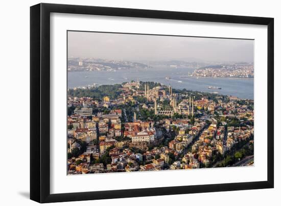 Hagia Sophia and the Blue Mosque, Aerial, Bosphorus, Istanbul, Turkey-Ali Kabas-Framed Photographic Print