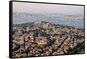 Hagia Sophia and the Blue Mosque, Aerial, Bosphorus, Istanbul, Turkey-Ali Kabas-Framed Stretched Canvas